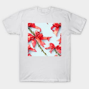 Watercolor red bow red ribbon T-Shirt